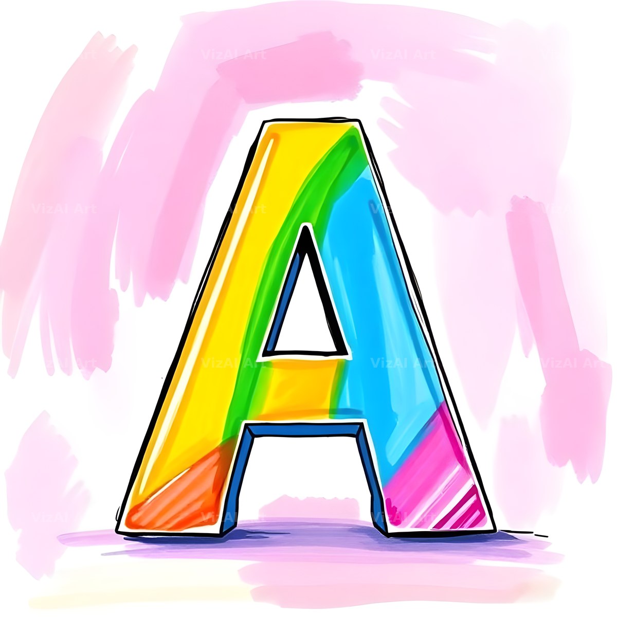 Painted Canvas Colour alphabet letter A