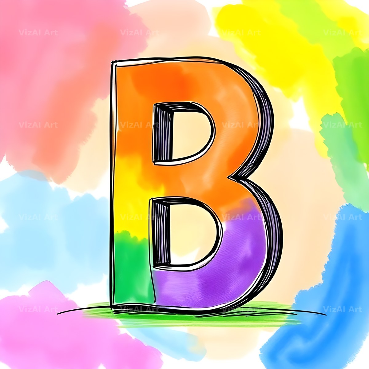 Painted Canvas Colour alphabet letter B