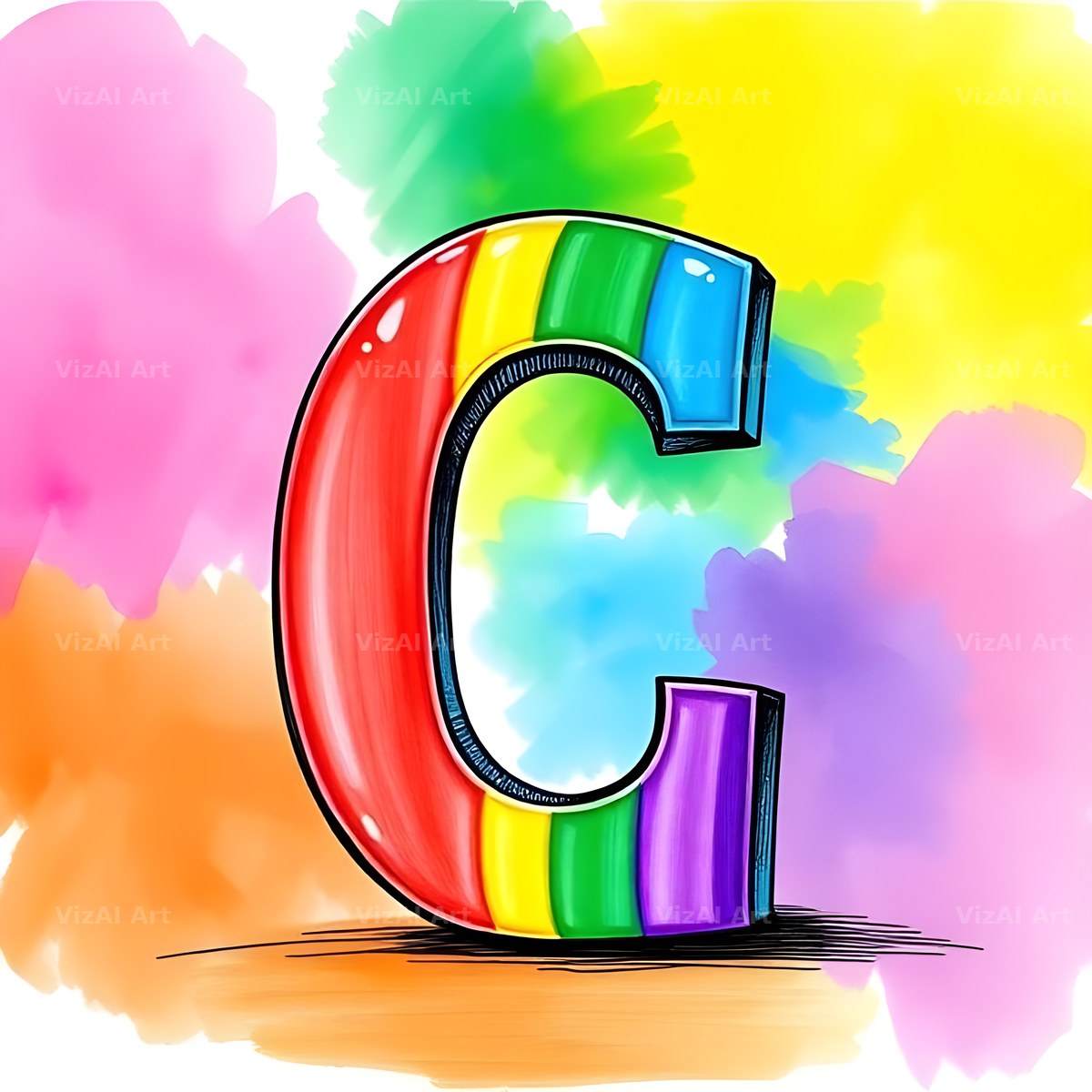 Painted Canvas Colour alphabet letter C