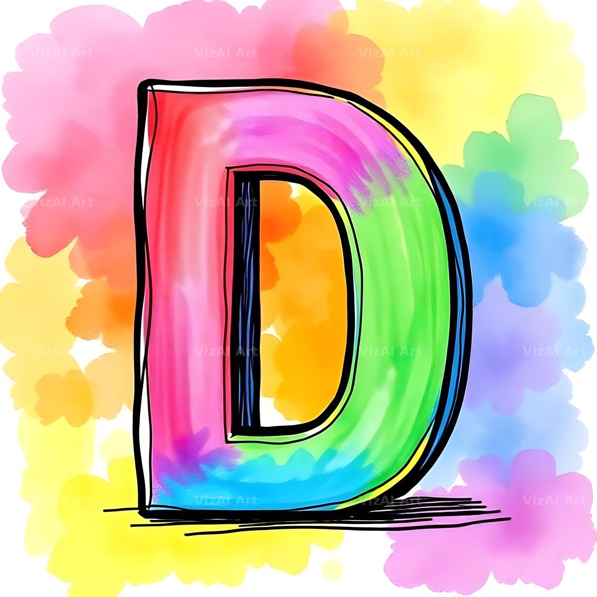 Painted Canvas Colour alphabet letter D