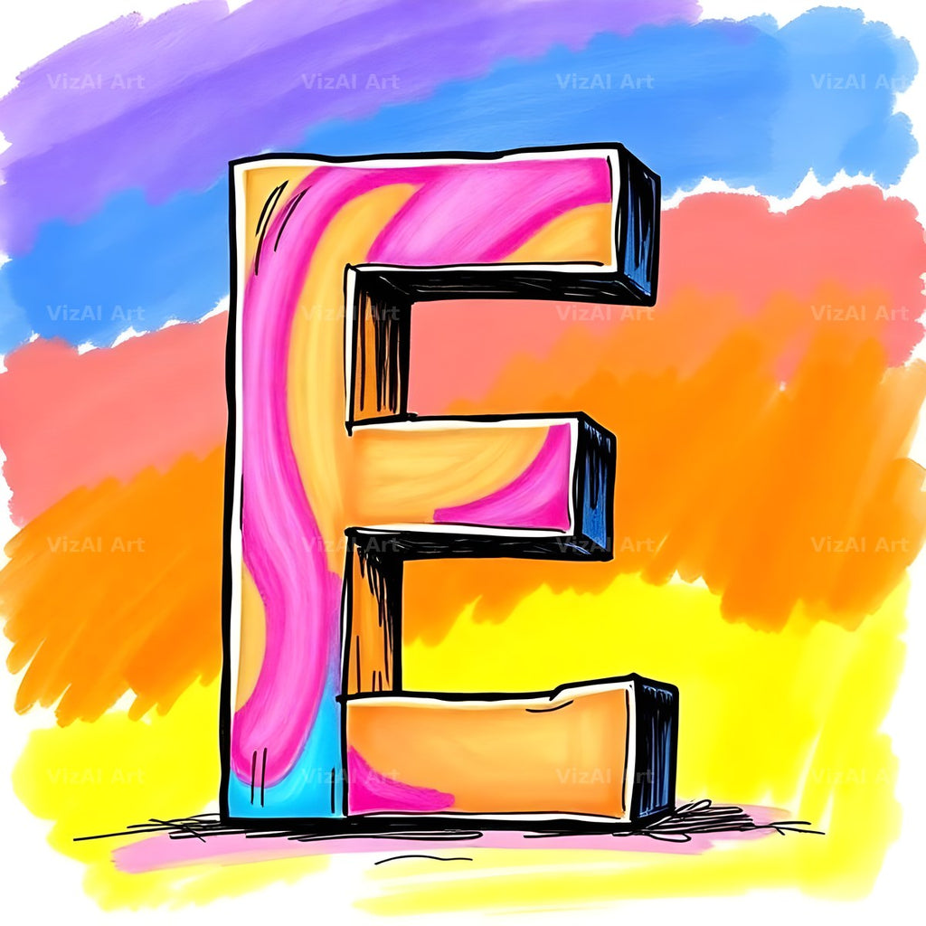 Painted Canvas Colour alphabet letter E