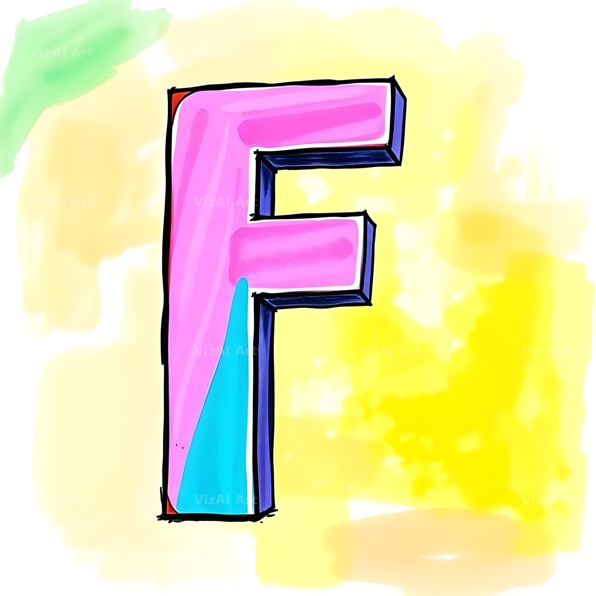 Painted Canvas Colour alphabet letter F