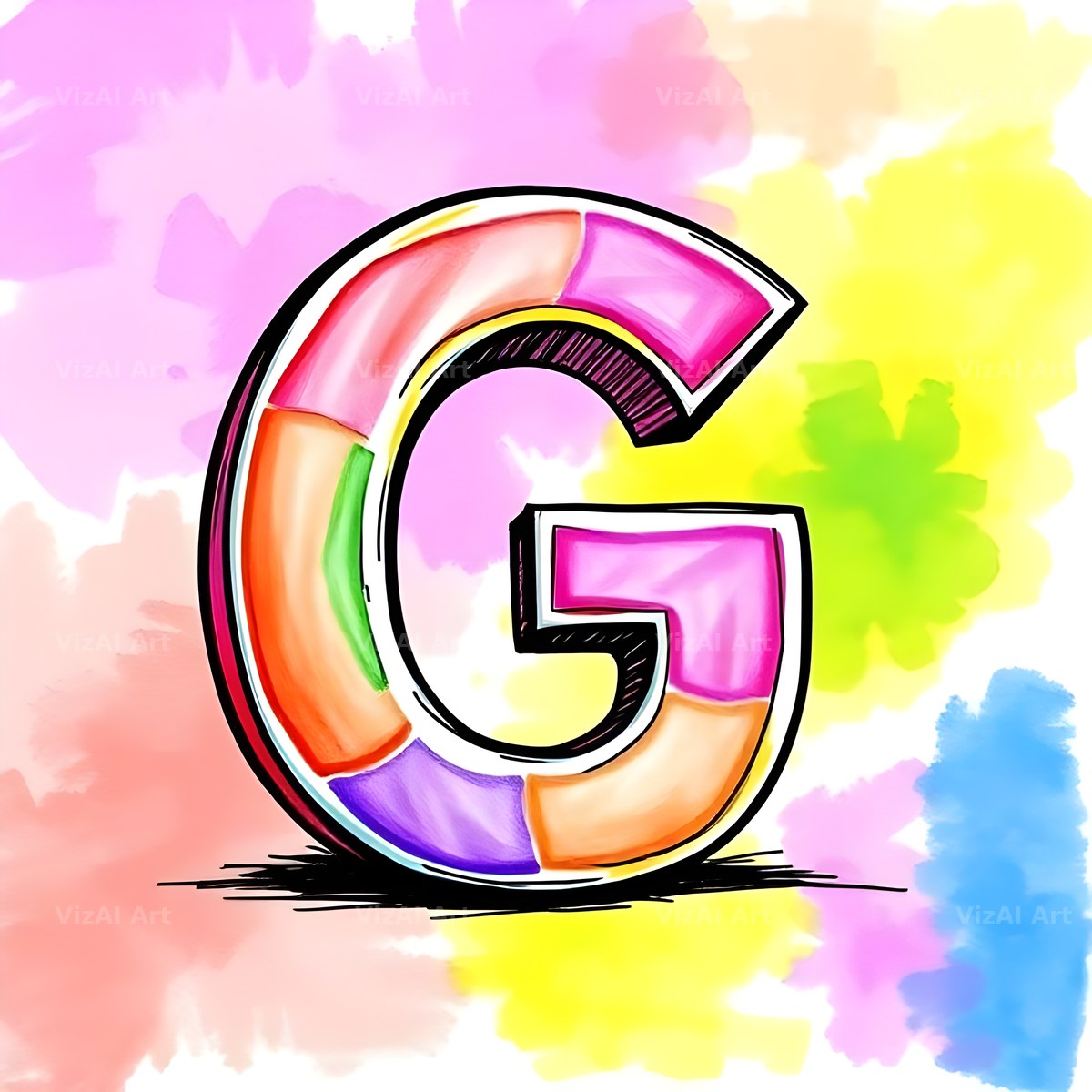 Painted Canvas Colour alphabet letter G