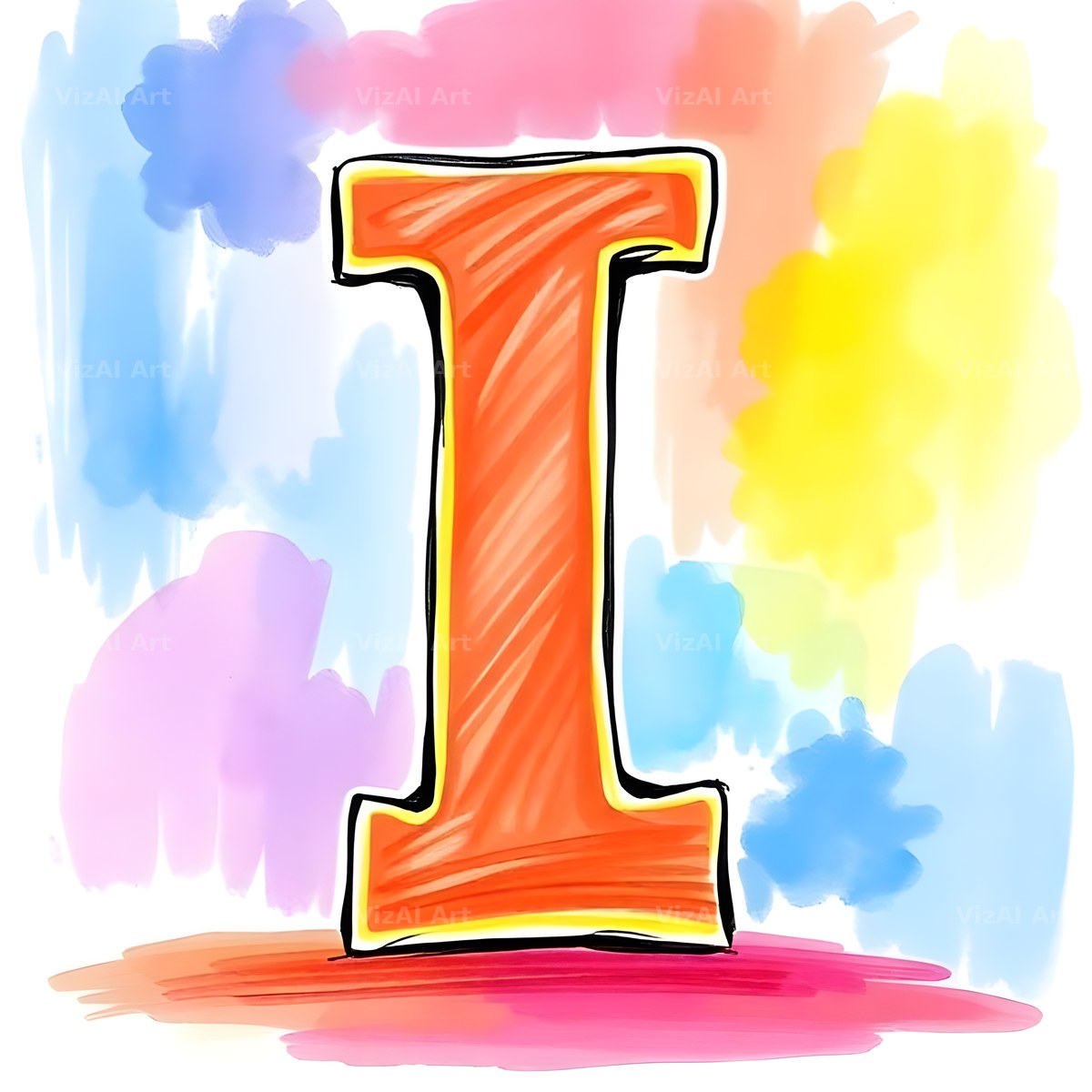 Painted Canvas Colour alphabet letter I