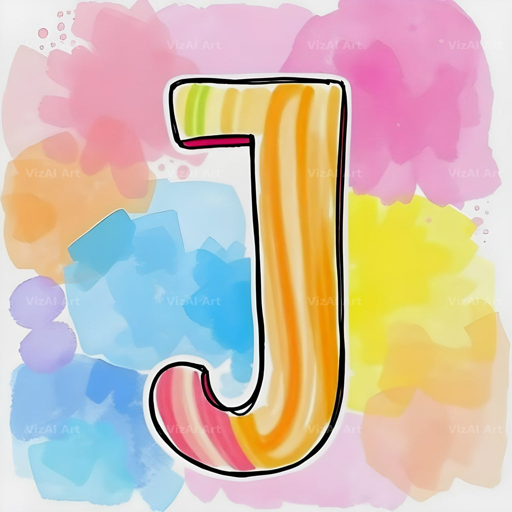 Painted Canvas Colour alphabet letter J