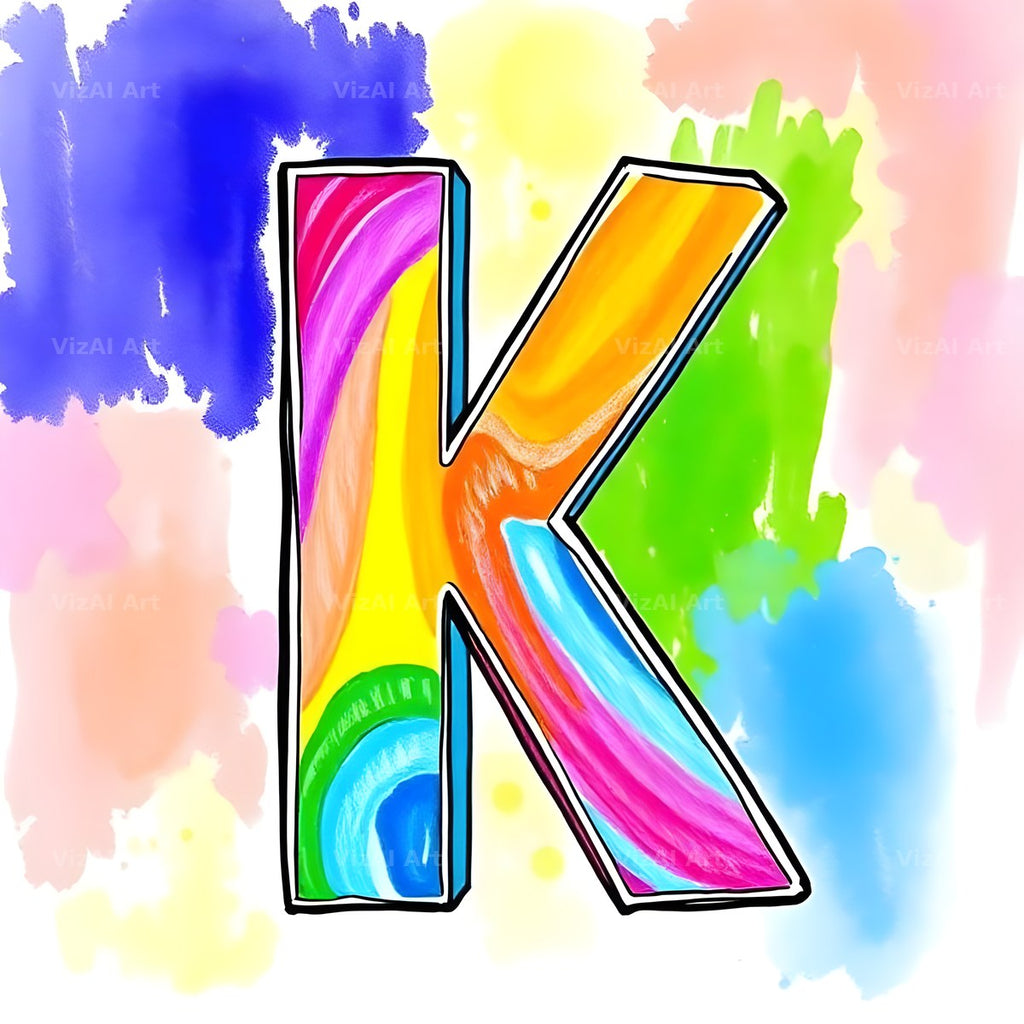 Painted Canvas Colour alphabet letter K
