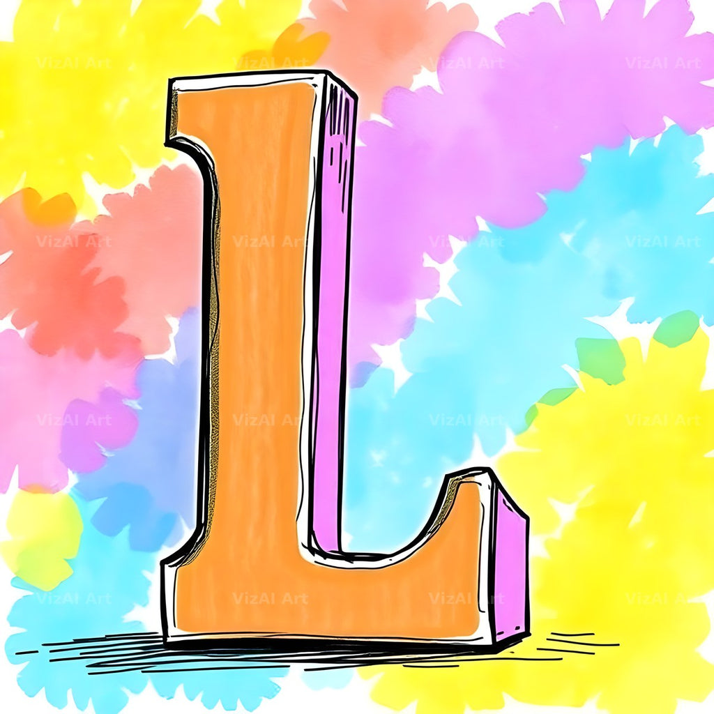 Painted Canvas Colour alphabet letter L