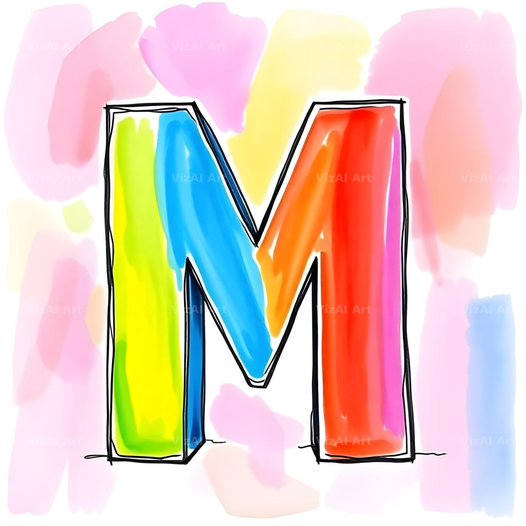 Painted Canvas Colour alphabet letter M