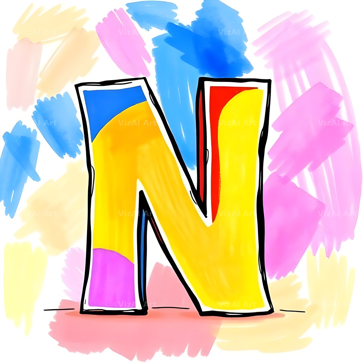 Painted Canvas Colour alphabet letter N