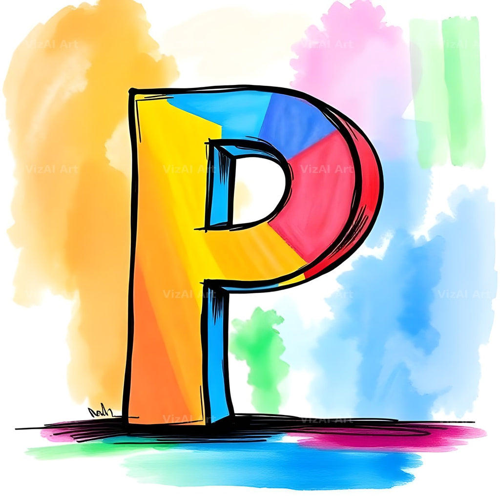 Painted Canvas Colour alphabet letter P