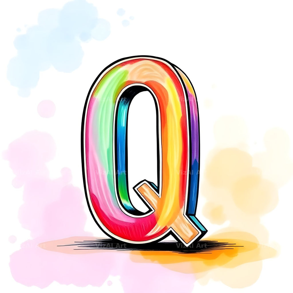 Painted Canvas Colour alphabet letter Q