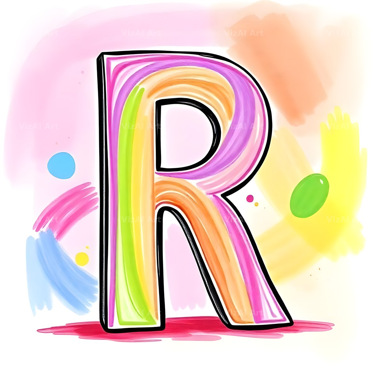Painted Canvas Colour alphabet letter R