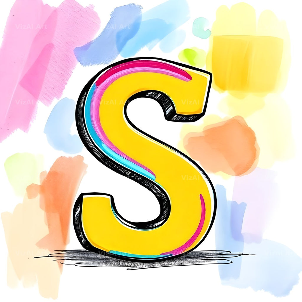 Painted Canvas Colour alphabet letter S