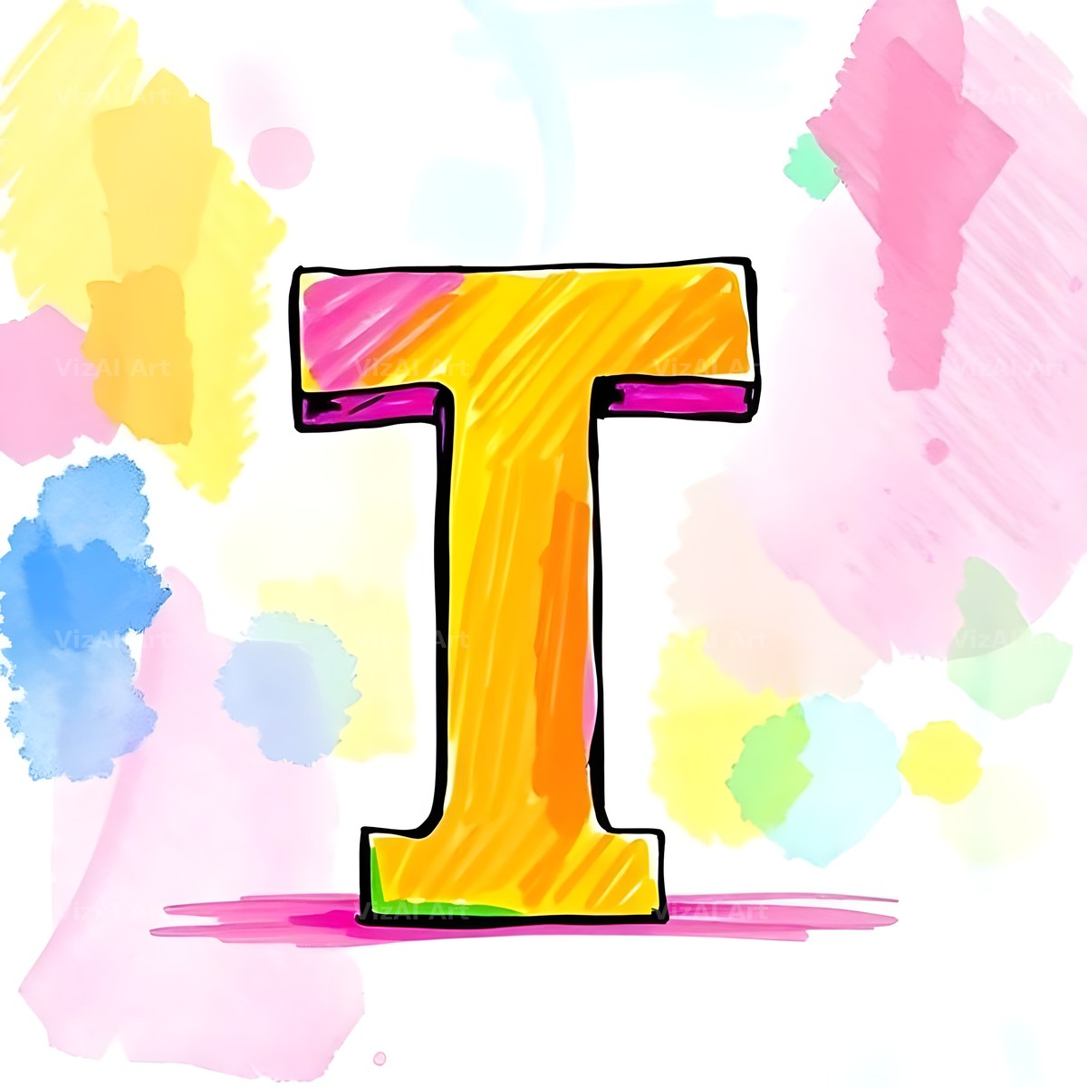 Painted Canvas Colour alphabet letter T