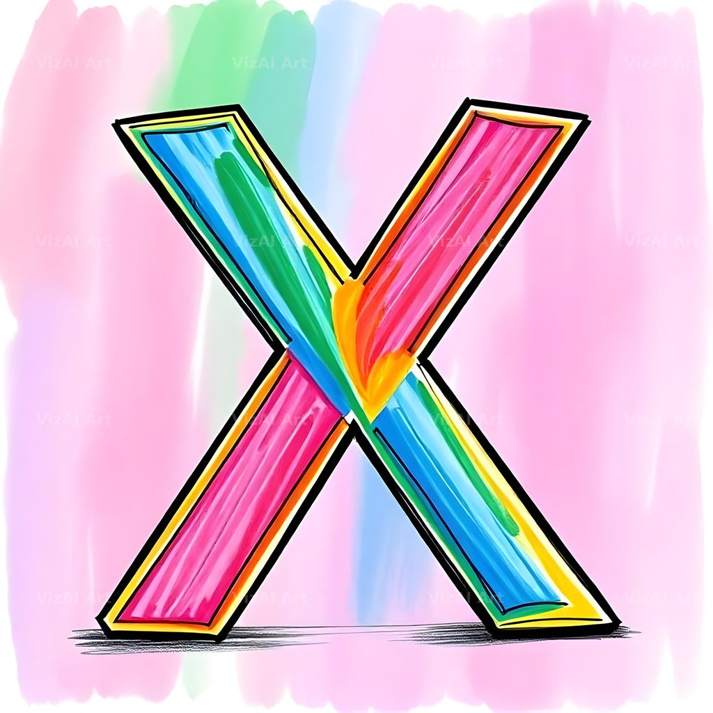 Painted Canvas Colour alphabet letter X