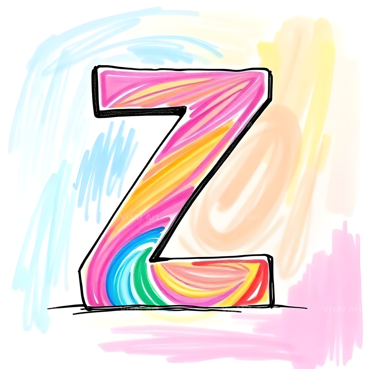 Painted Canvas Colour alphabet letter Z