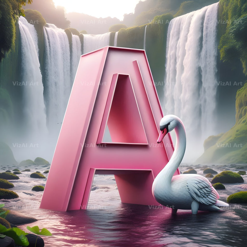Pink Swan Lake alphabet letter A