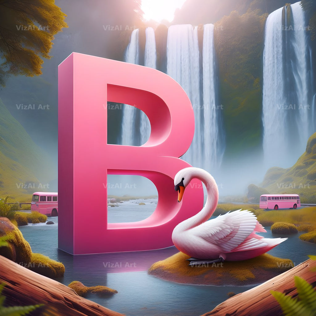 Pink Swan Lake alphabet letter B