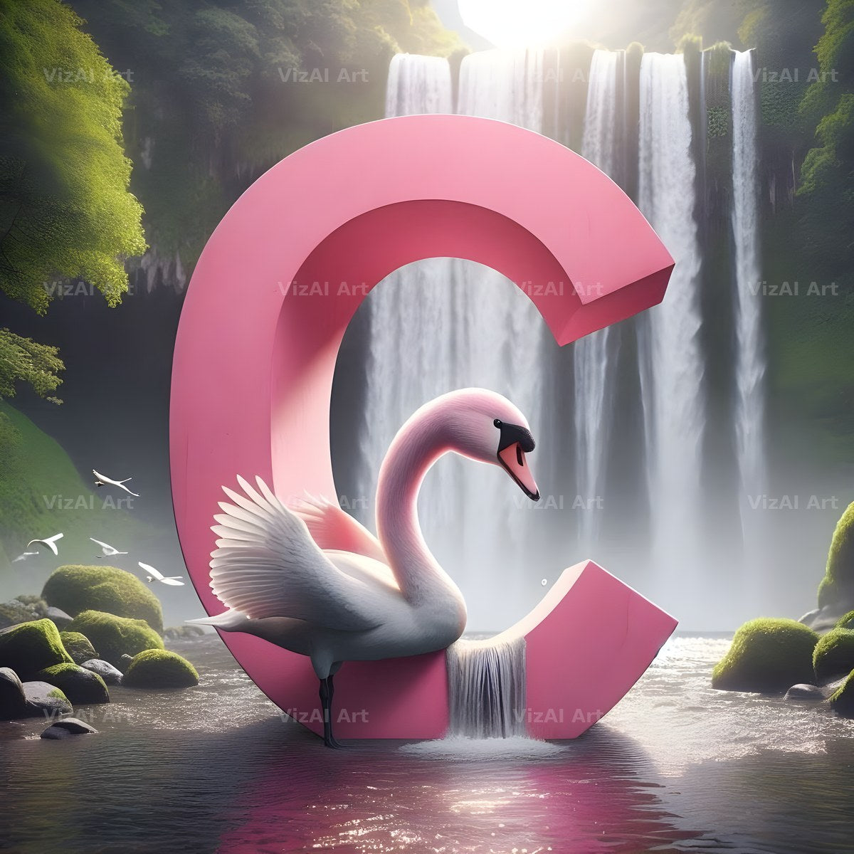 Pink Swan Lake alphabet letter C