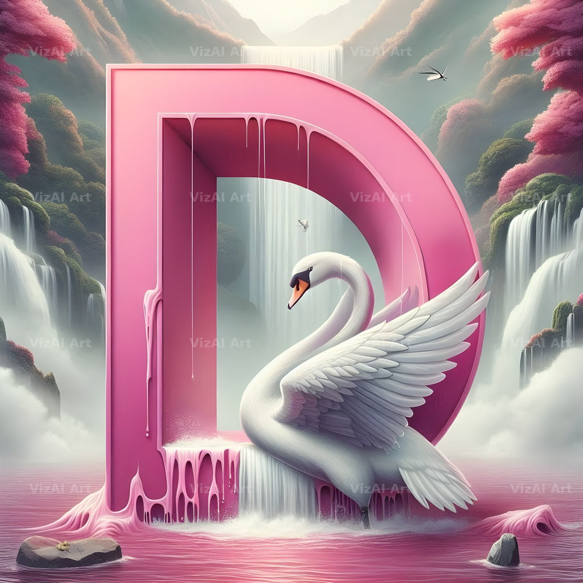 Pink Swan Lake alphabet letter D
