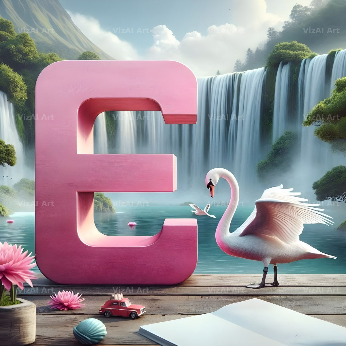 Pink Swan Lake alphabet letter E