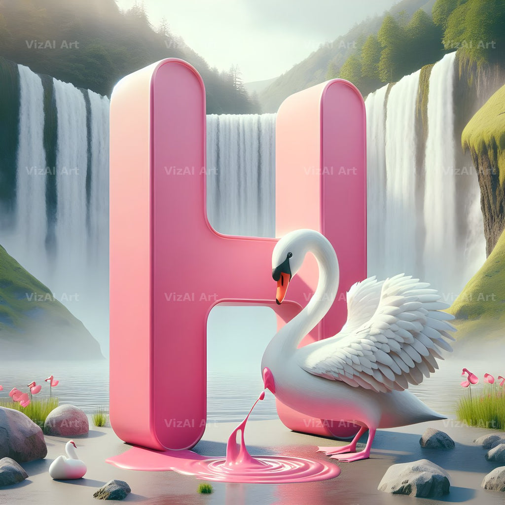 Pink Swan Lake alphabet letter H