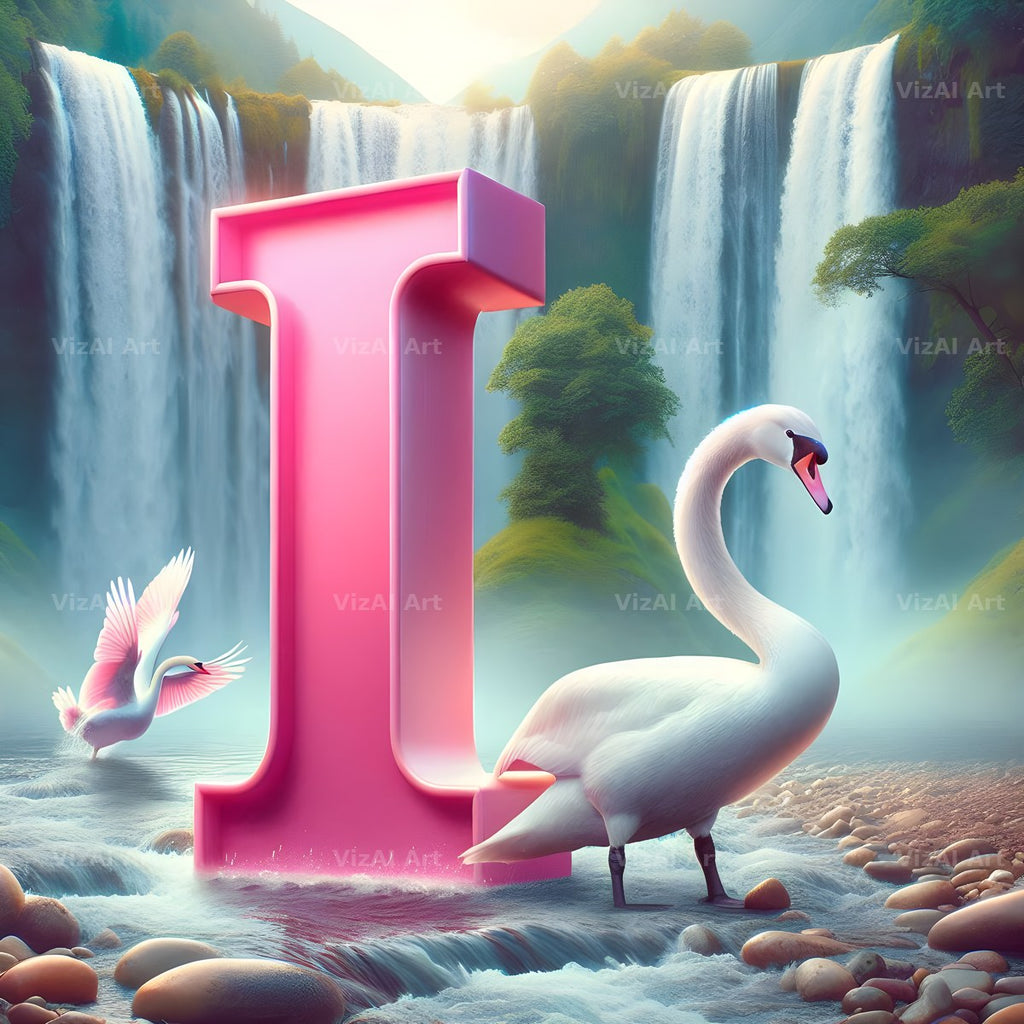 Pink Swan Lake alphabet letter I