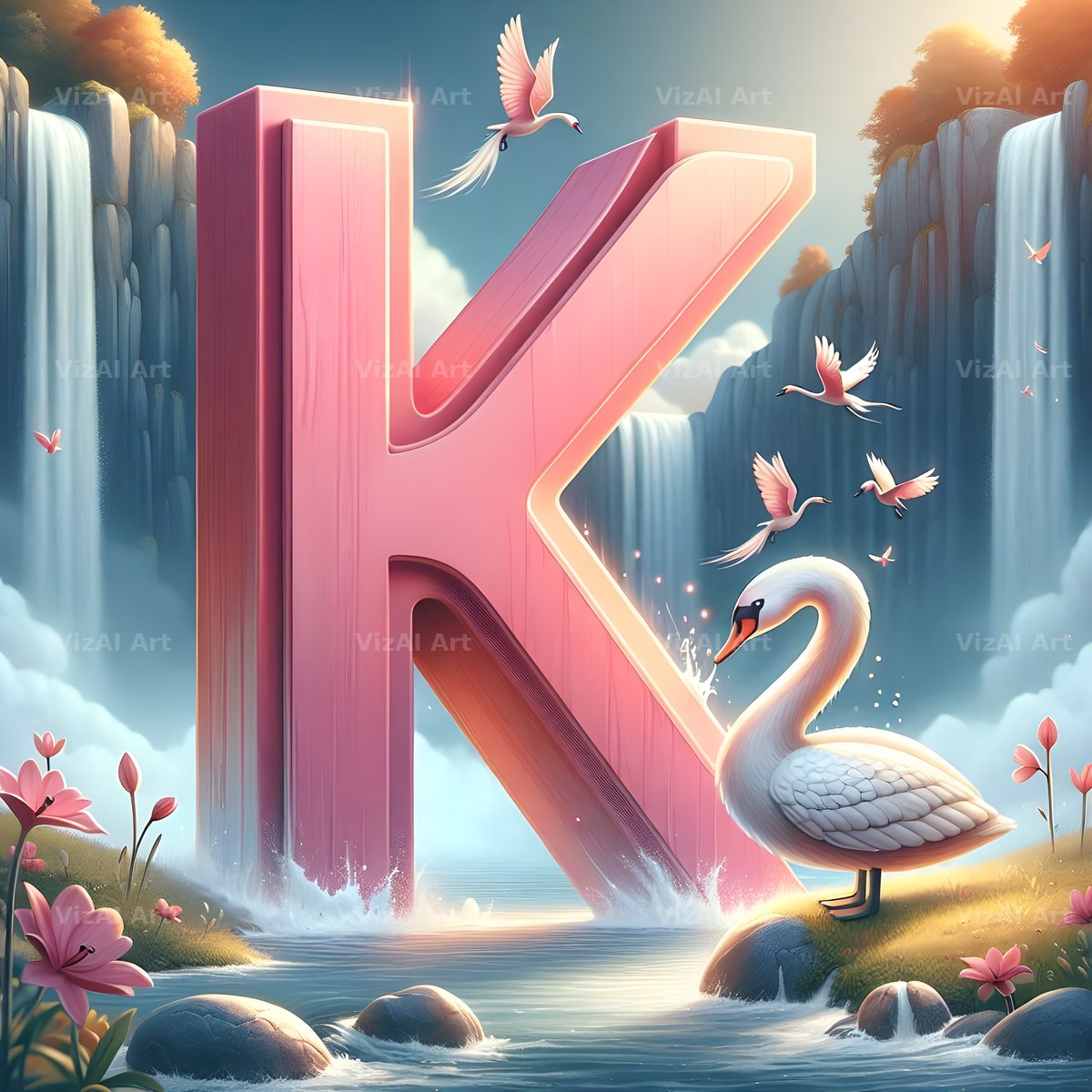 Pink Swan Lake alphabet letter K