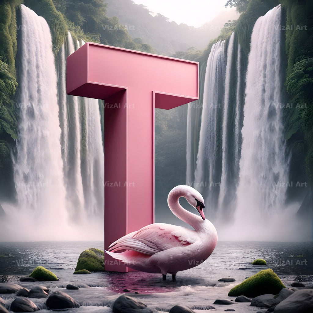 Pink Swan Lake alphabet letter T