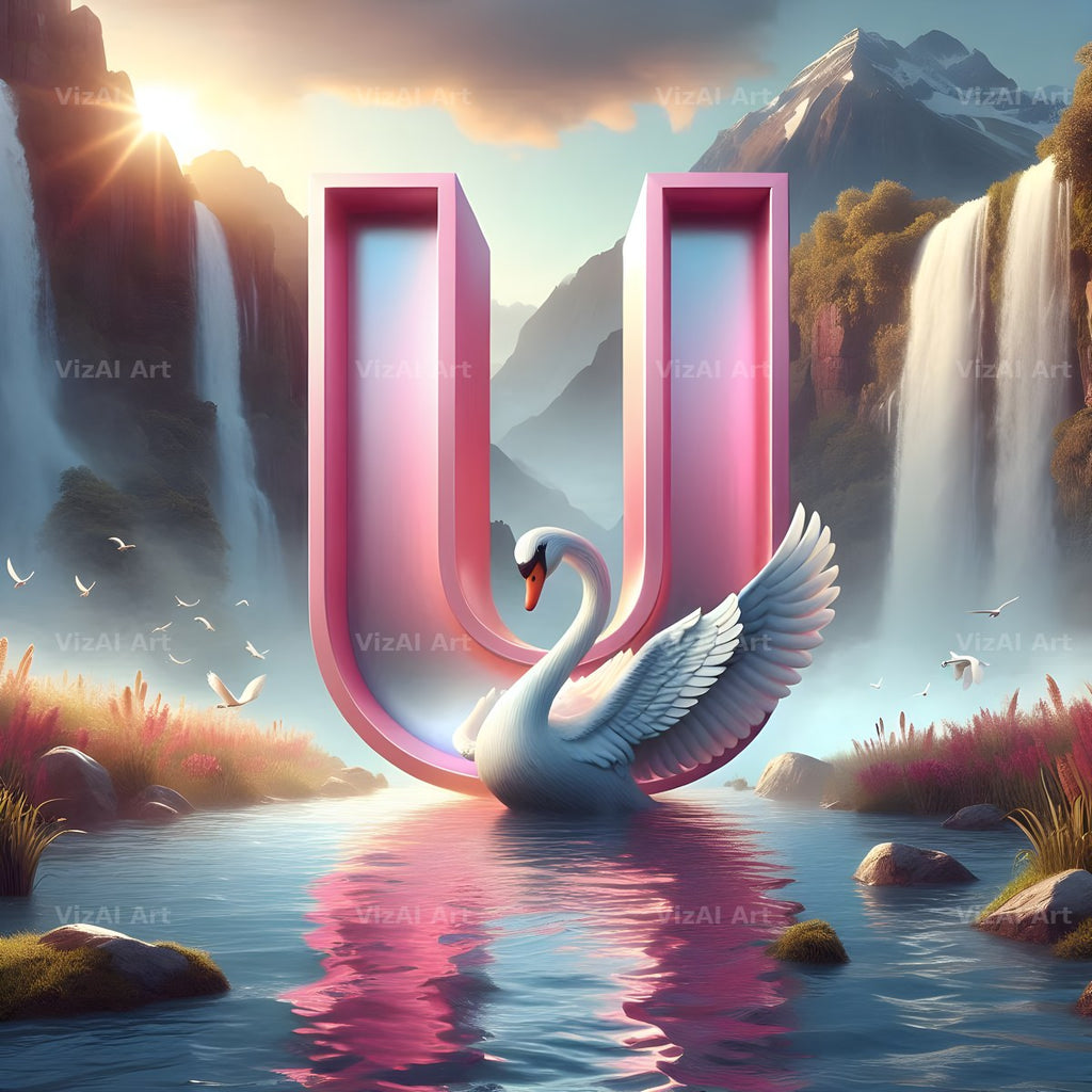 Pink Swan Lake alphabet letter U