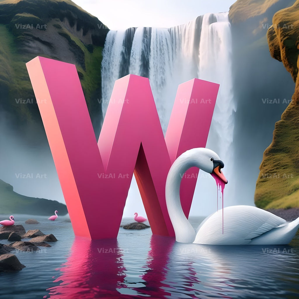 Pink Swan Lake alphabet letter W