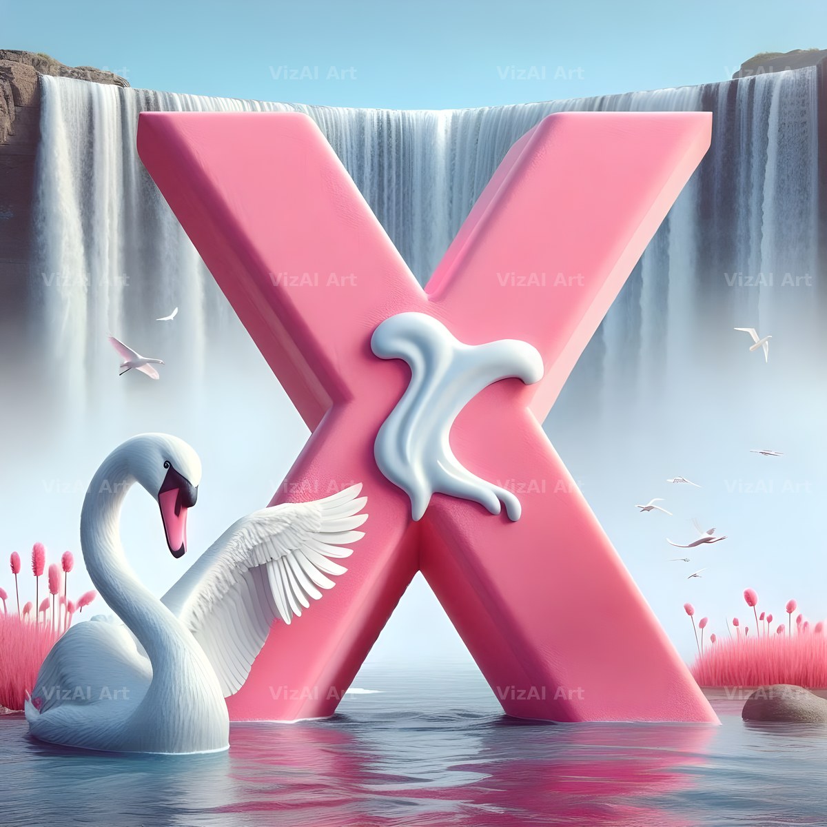 Pink Swan Lake alphabet letter X