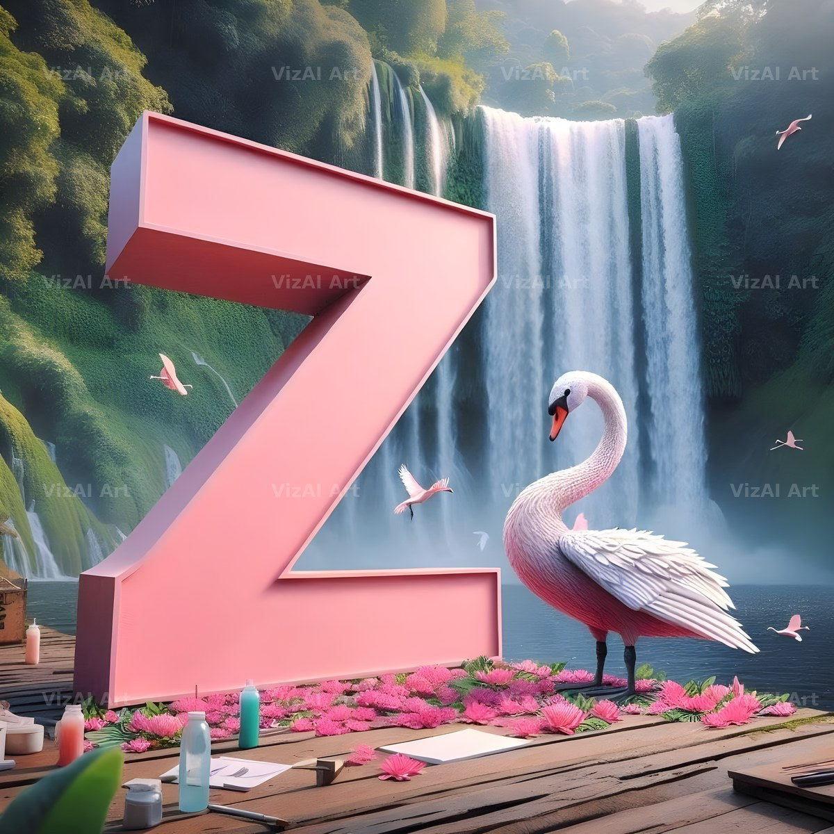 Pink Swan Lake alphabet letter Z