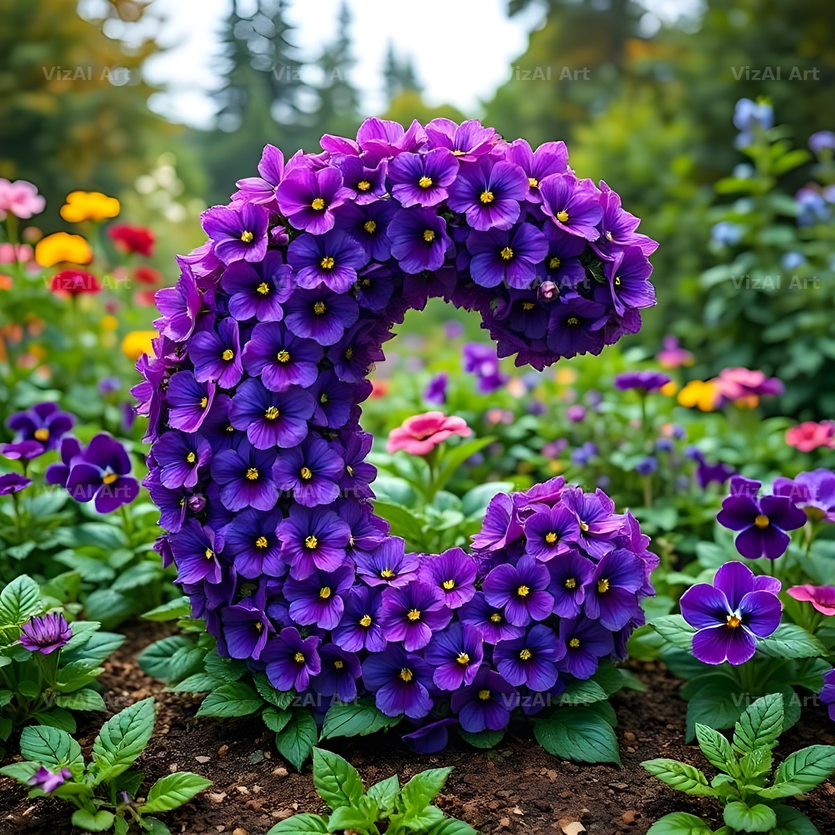 Pansy Garden Bed alphabet letter C
