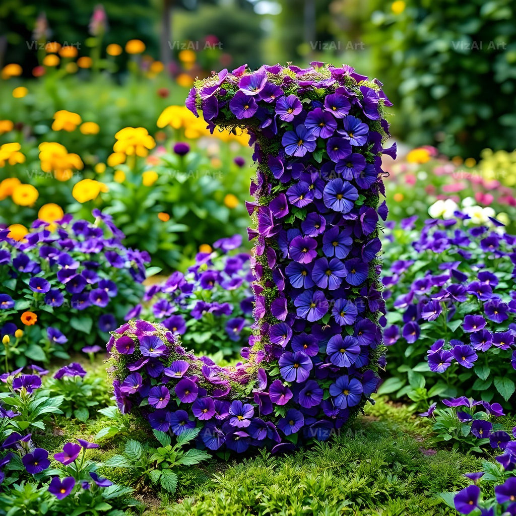 Pansy Garden Bed alphabet letter J