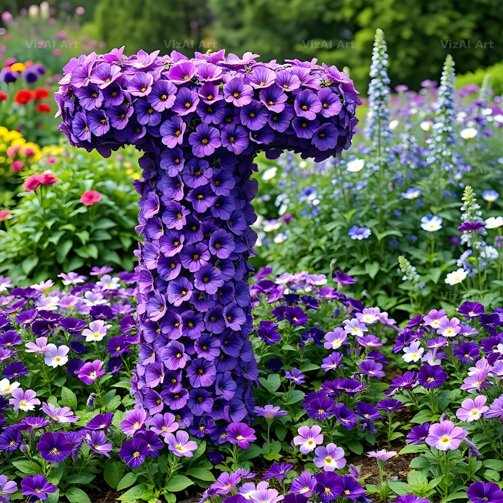 Pansy Garden Bed alphabet letter T