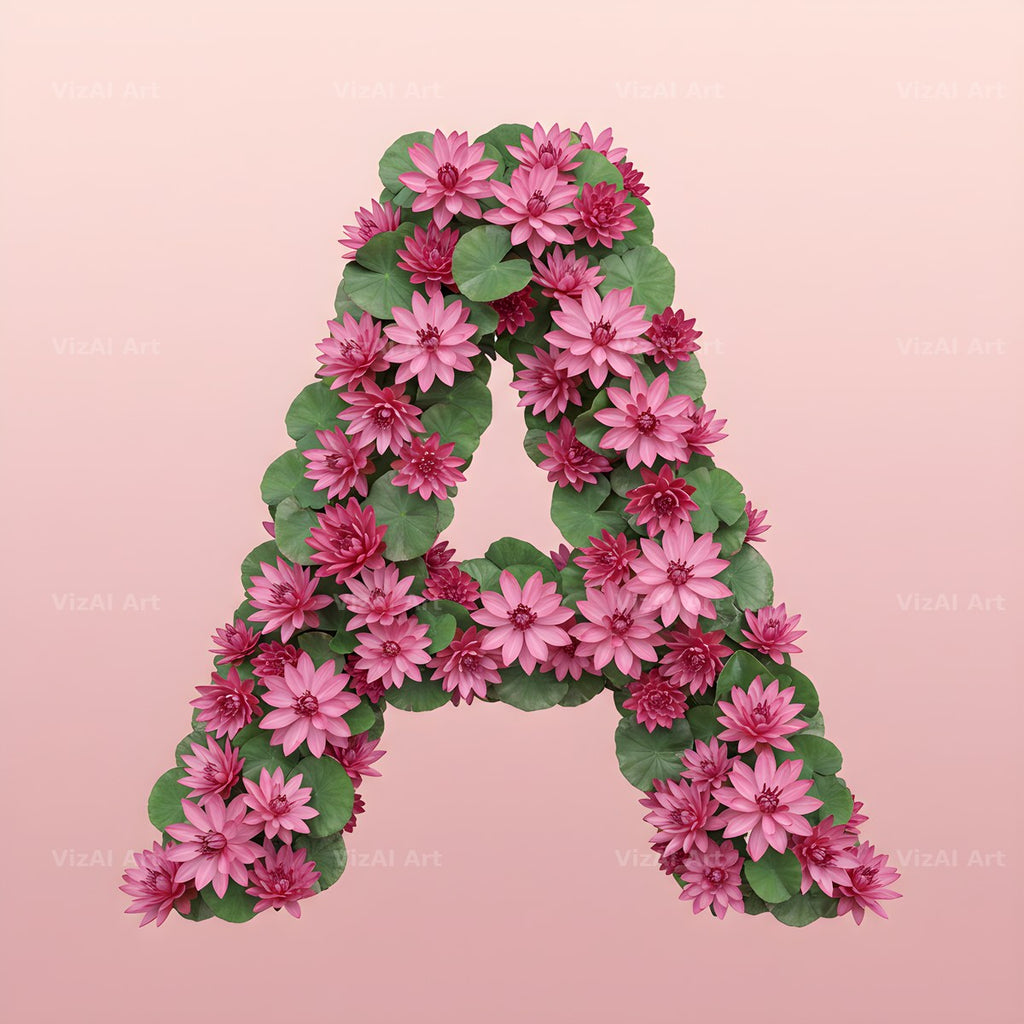 Pink Lotus Bloom alphabet letter A