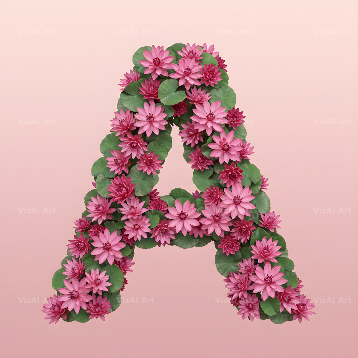 Pink Lotus Bloom alphabet letter A