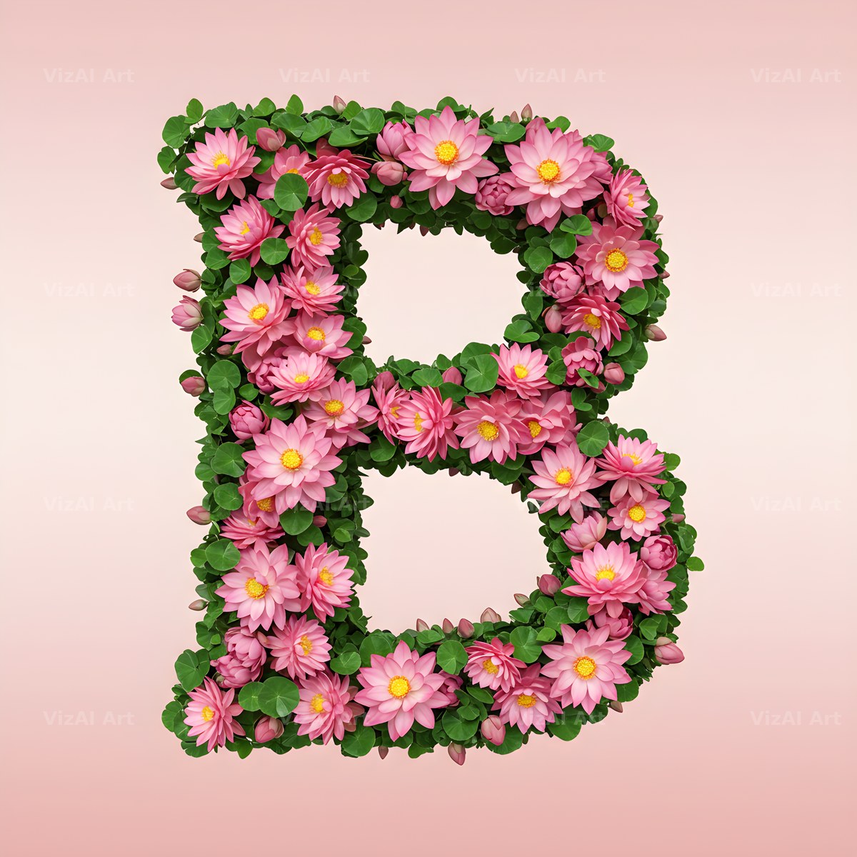 Pink Lotus Bloom alphabet letter B