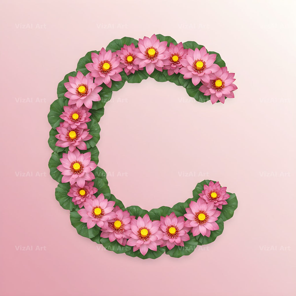 Pink Lotus Bloom alphabet letter C