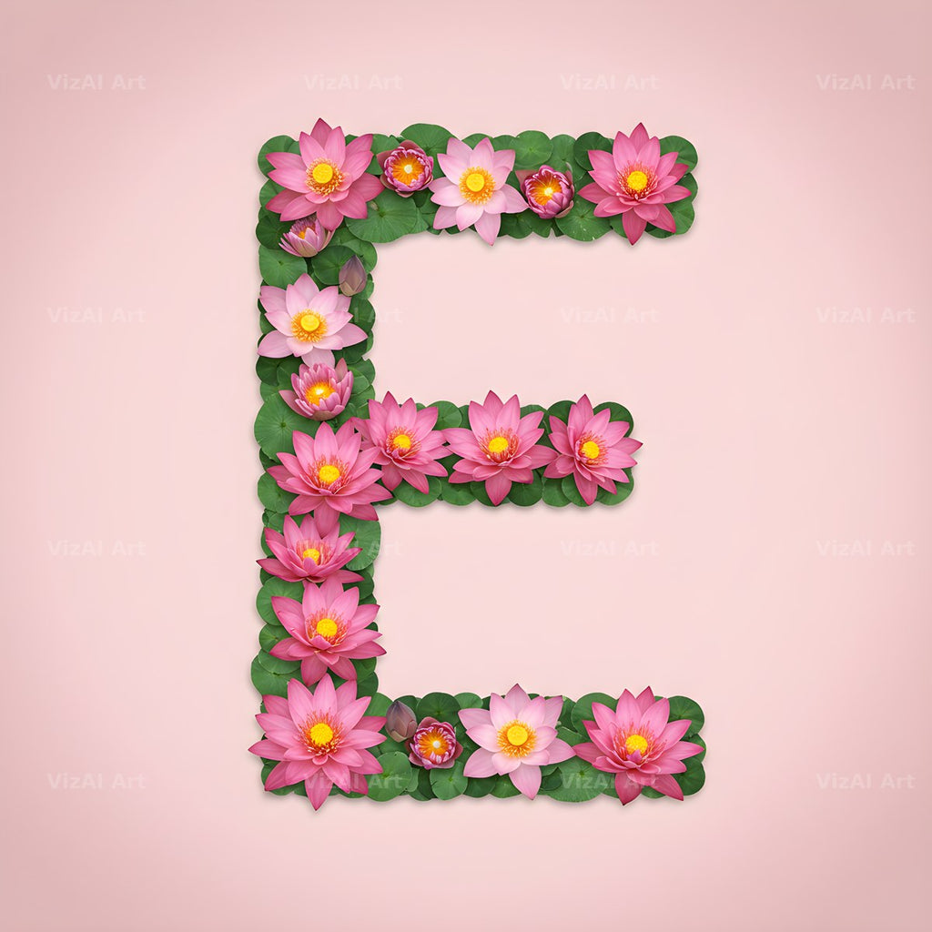 Pink Lotus Bloom alphabet letter E