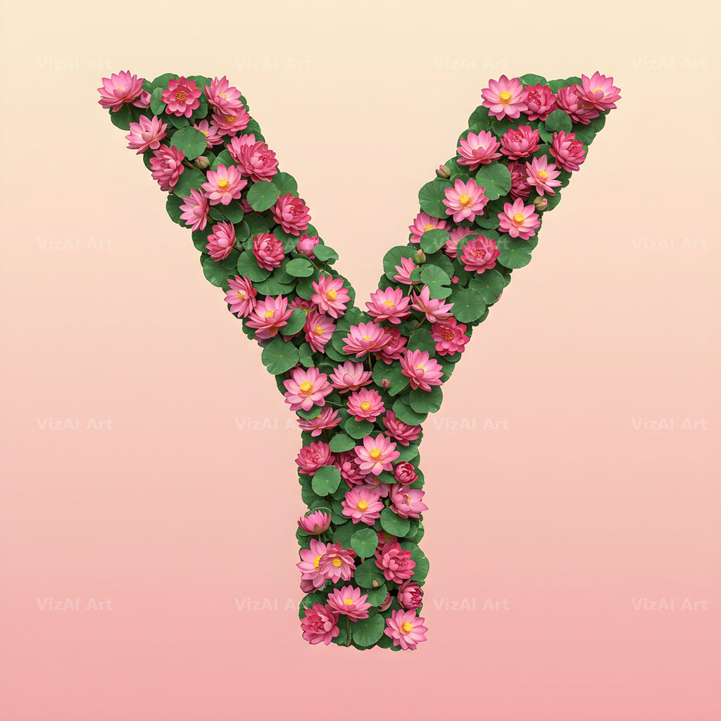 Pink Lotus Bloom alphabet letter Y