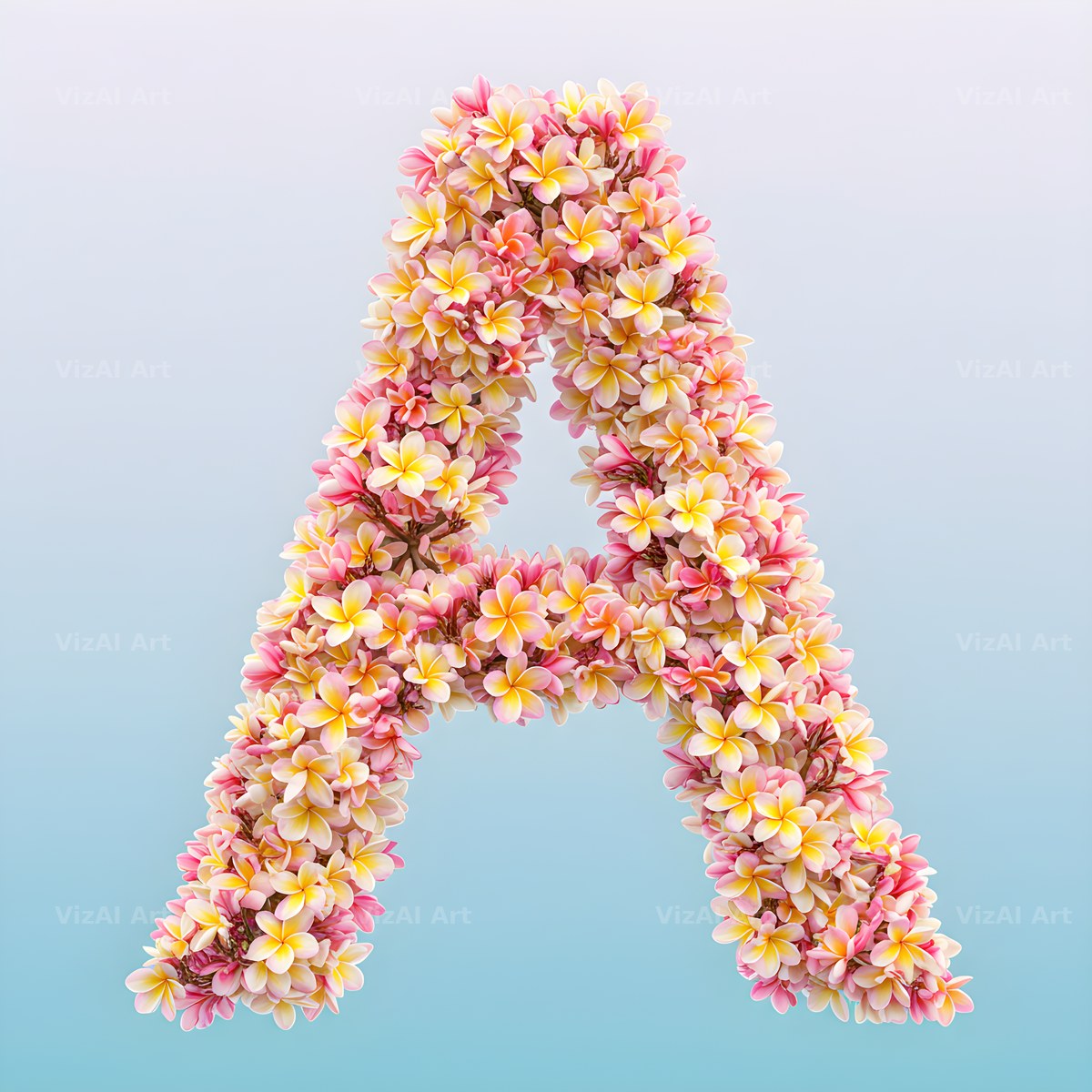 Plumeria Frangipani alphabet letter A