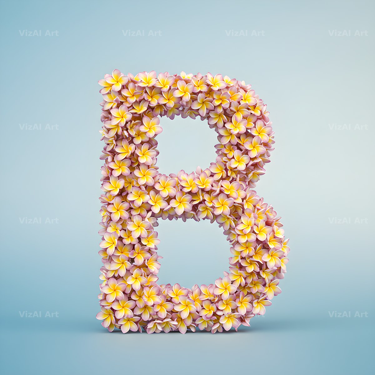 Plumeria Frangipani alphabet letter B