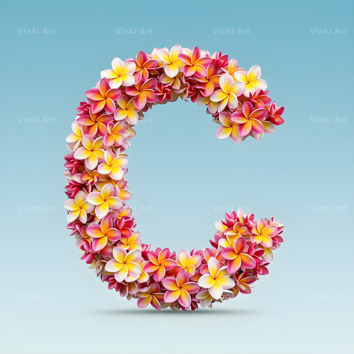 Plumeria Frangipani alphabet letter C