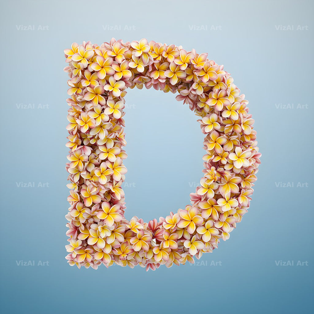 Plumeria Frangipani alphabet letter D