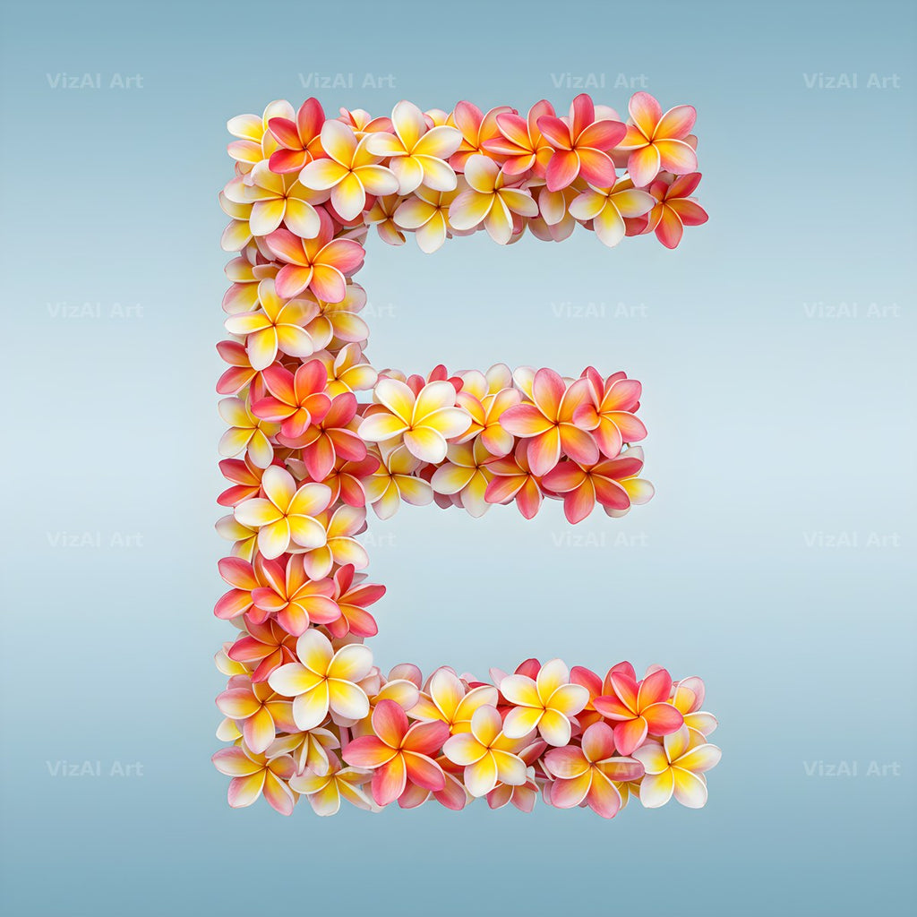 Plumeria Frangipani alphabet letter E