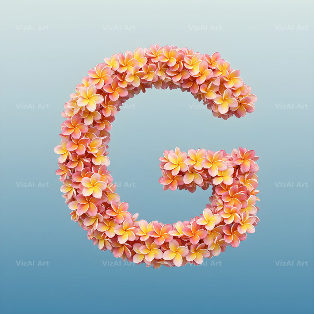 Plumeria Frangipani alphabet letter G