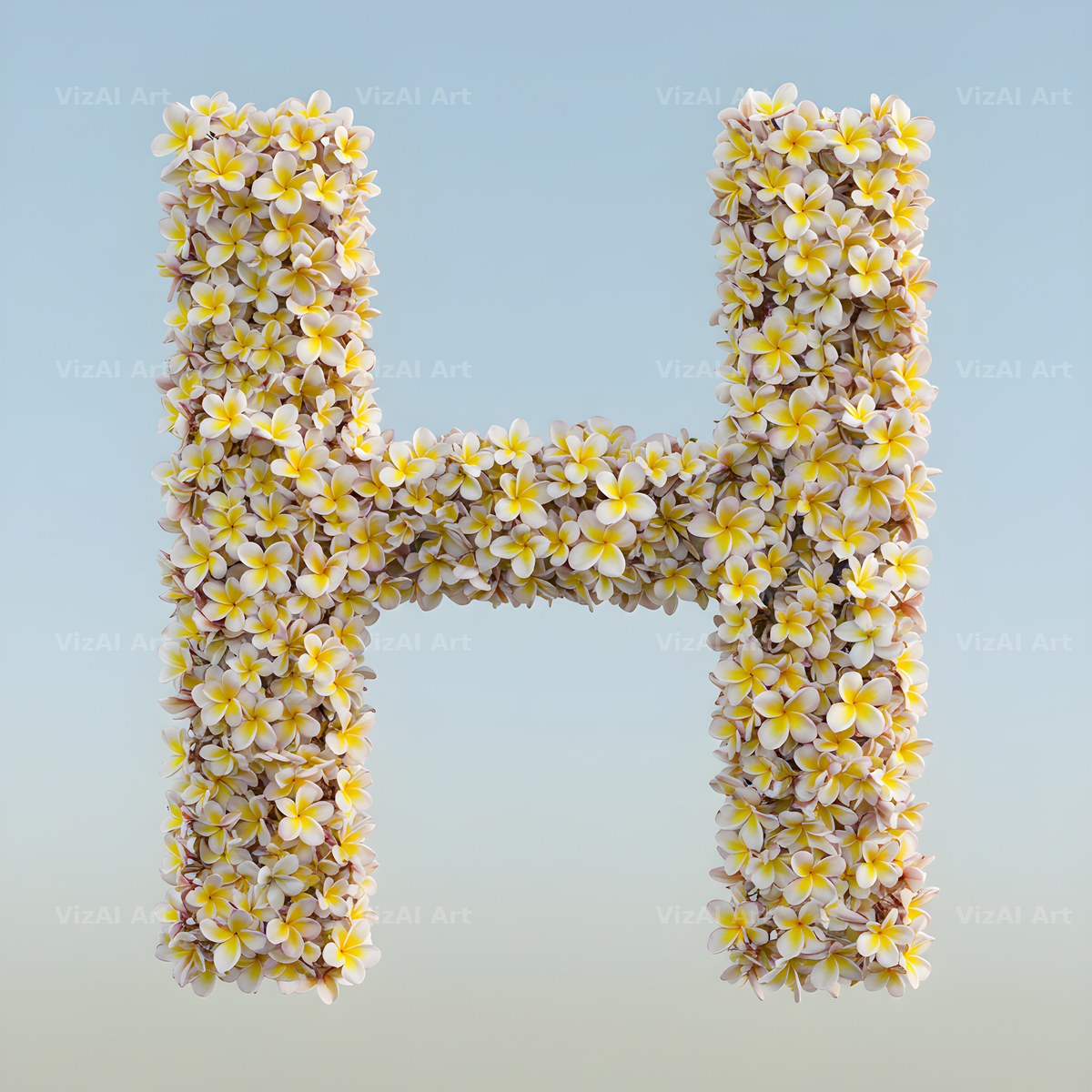 Plumeria Frangipani alphabet letter H