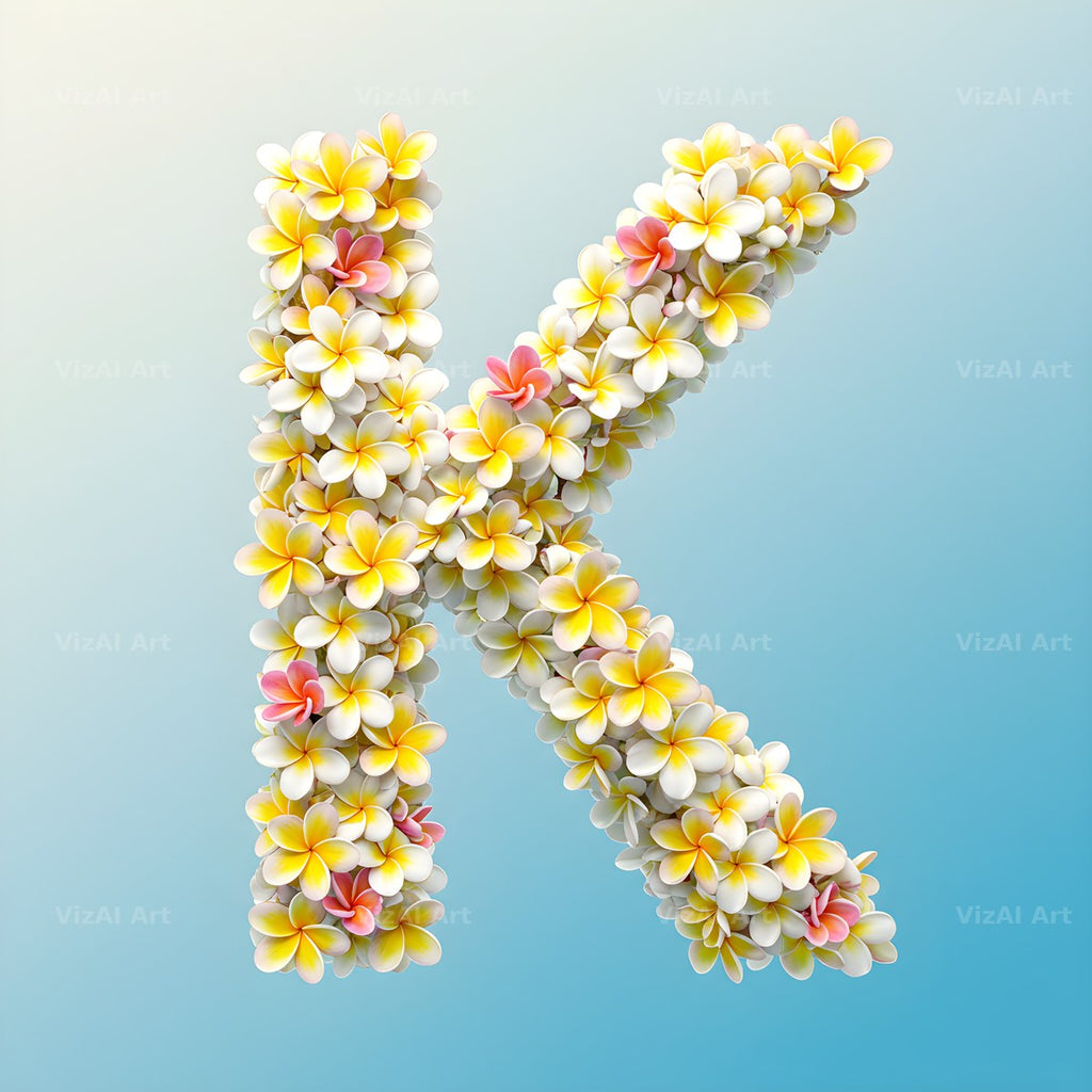 Plumeria Frangipani alphabet letter K